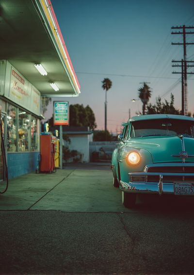 Vintage Gas Station Car Photography Poster.
