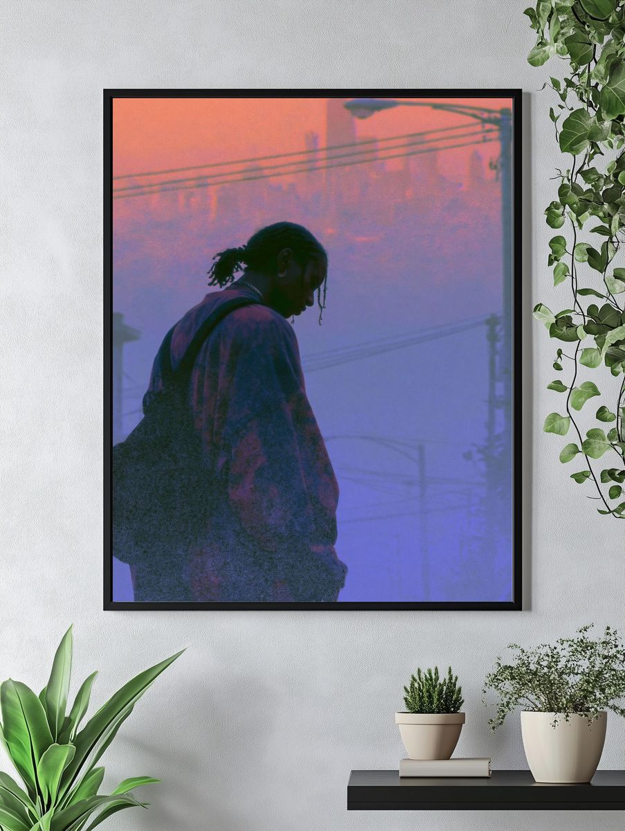 Misty Urban Silhouette Photography Poster. — room view 4