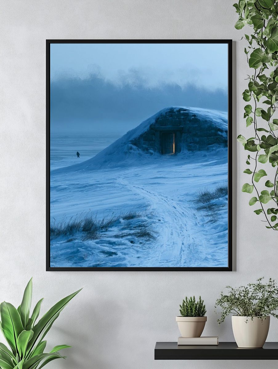 Snowbound Cabin Landscape Print. — room view 4