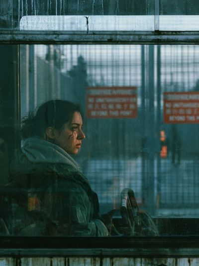 Bus Window Portrait Photography Poster. poster