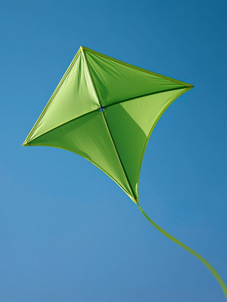 Green Kite in Blue Sky Poster. poster detail