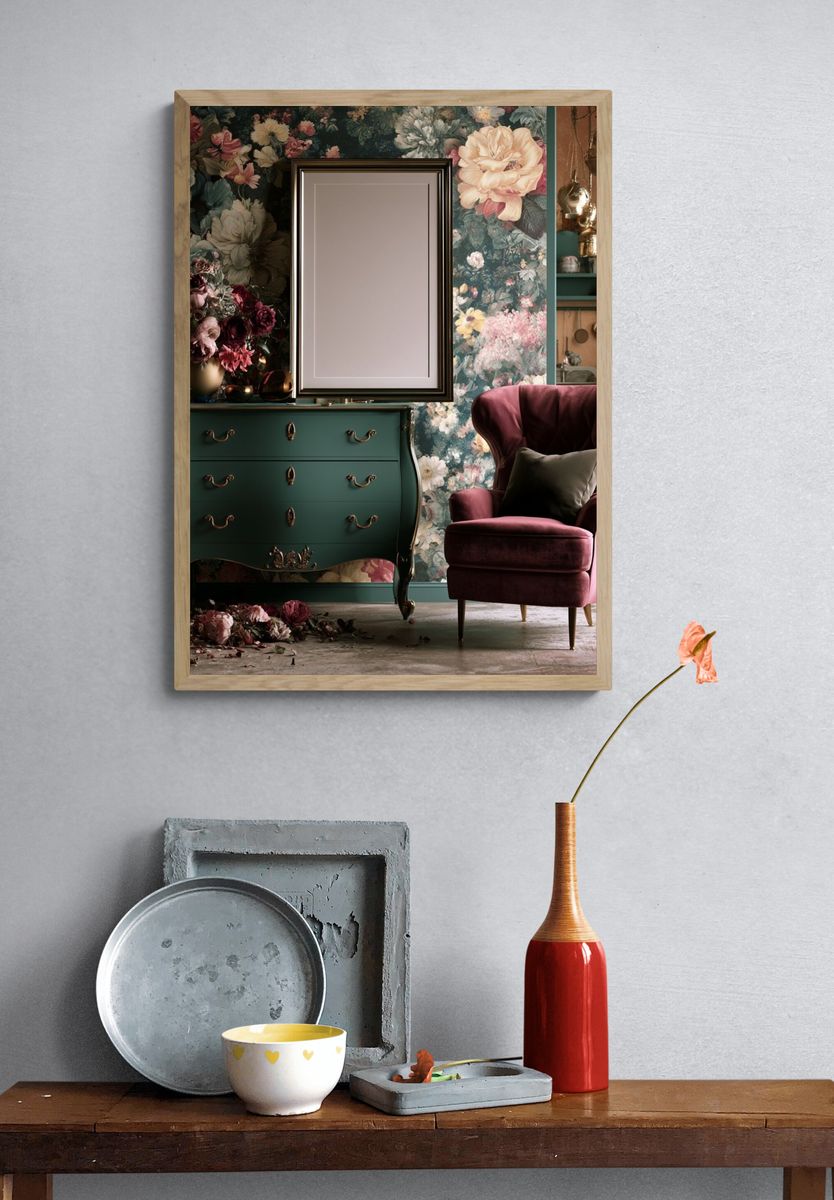 Floral Velvet Interior Photography Poster. — room view 3