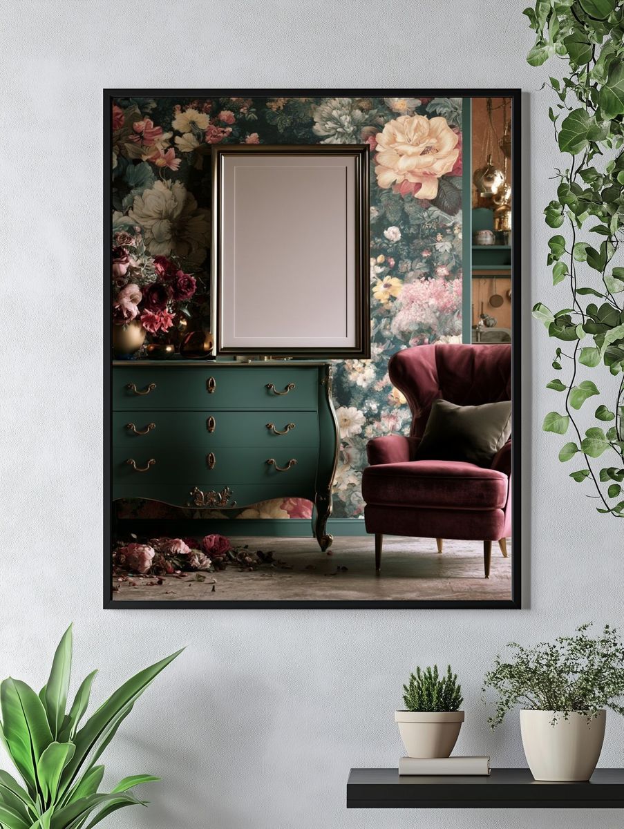 Floral Velvet Interior Photography Poster. — room view 4