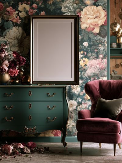 Floral Velvet Interior Photography Poster. poster