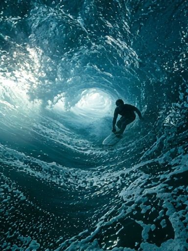Surfing Inside the Wave Photography Poster. poster detail