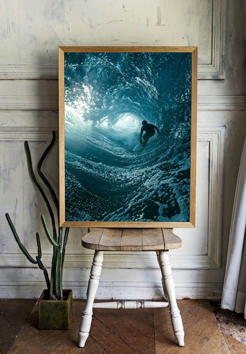 Surfing Inside the Wave Photography Poster. — room view 1