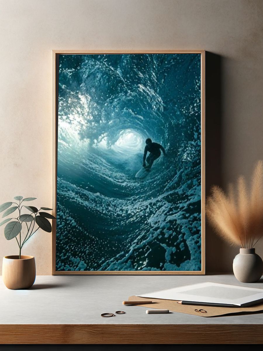 Surfing Inside the Wave Photography Poster. — room view 2