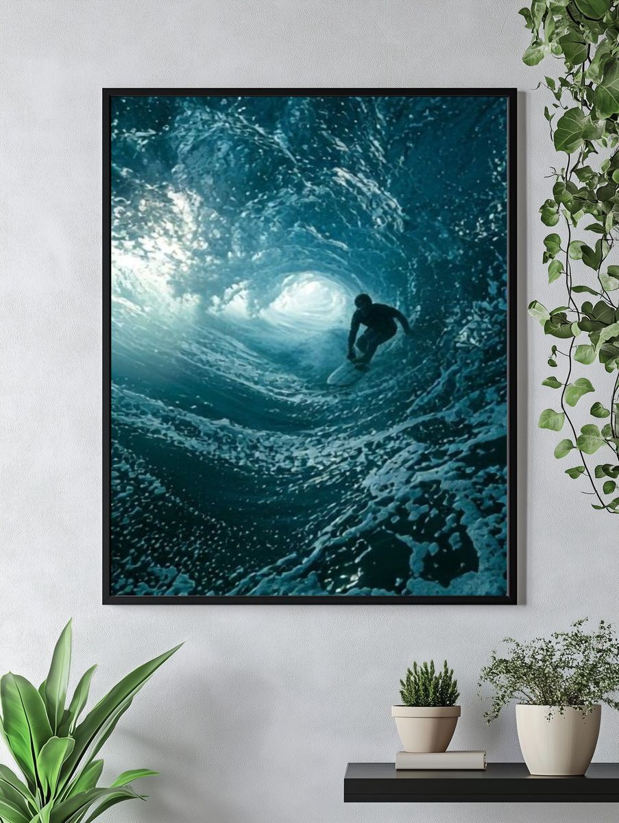 Surfing Inside the Wave Photography Poster. — room view 4