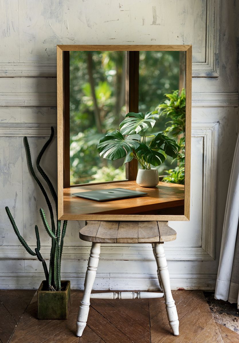 Monstera by Window Photography Poster. — room view 1
