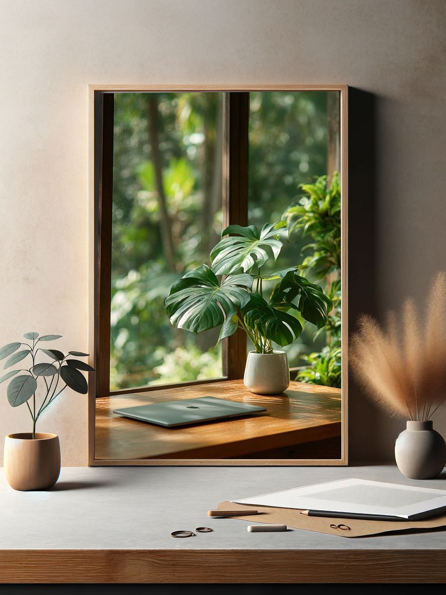 Monstera by Window Photography Poster. — room view 2