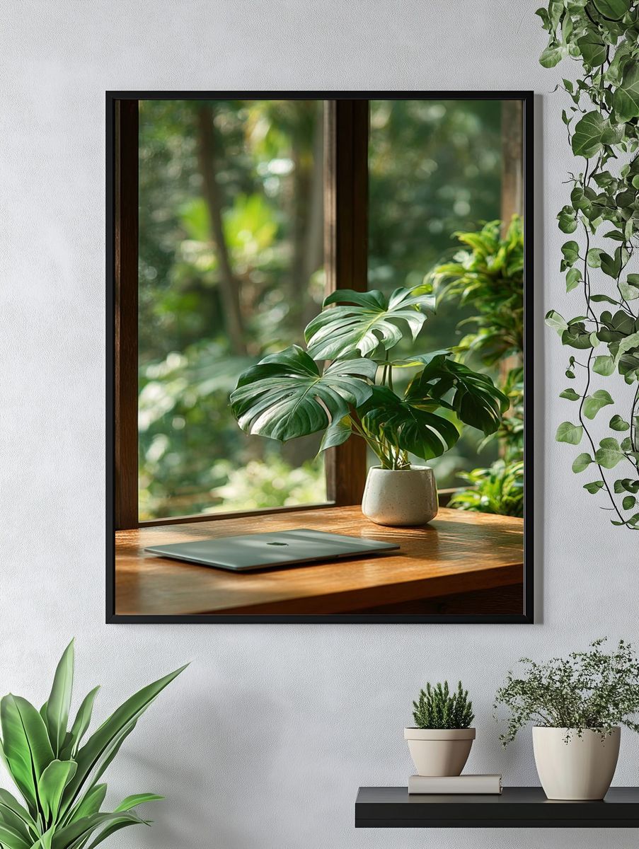 Monstera by Window Photography Poster. — room view 4