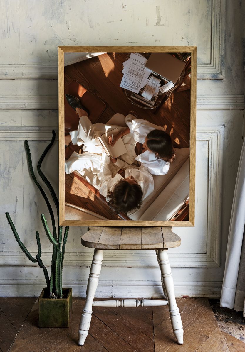 Editorial Workspace Overhead Photography Poster. room preview