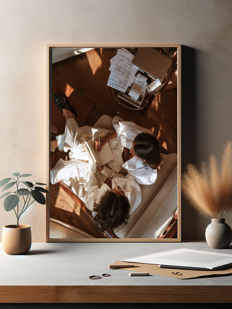 Editorial Workspace Overhead Photography Poster. — room view 2