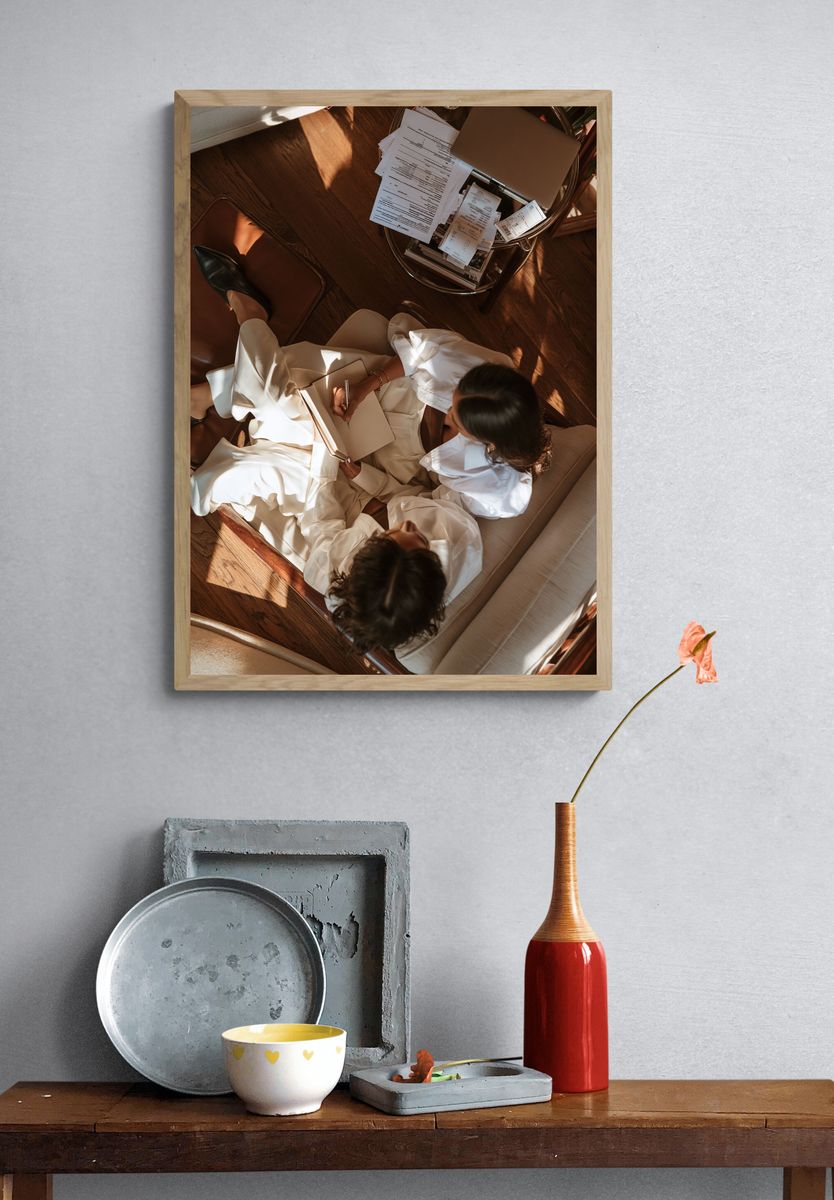 Editorial Workspace Overhead Photography Poster. — room view 3