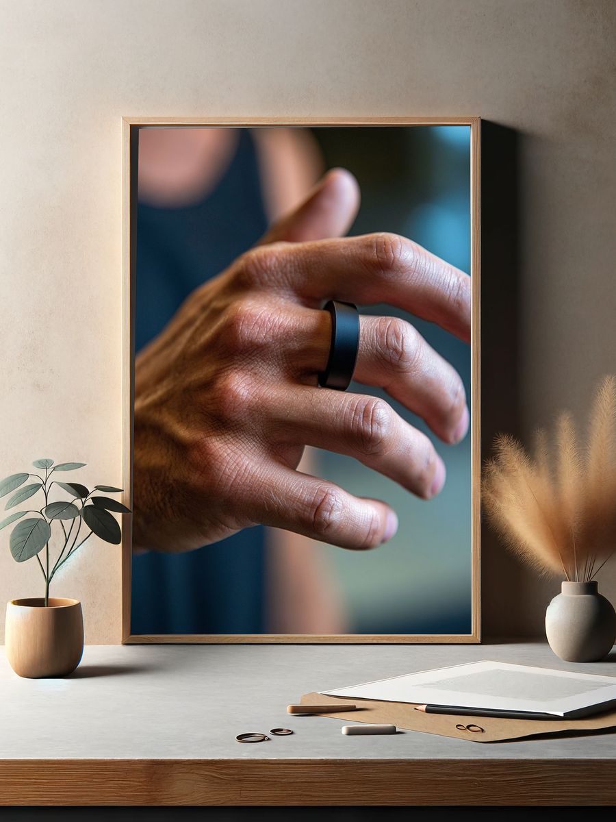 Black Ring Hand Portrait Poster. — room view 2