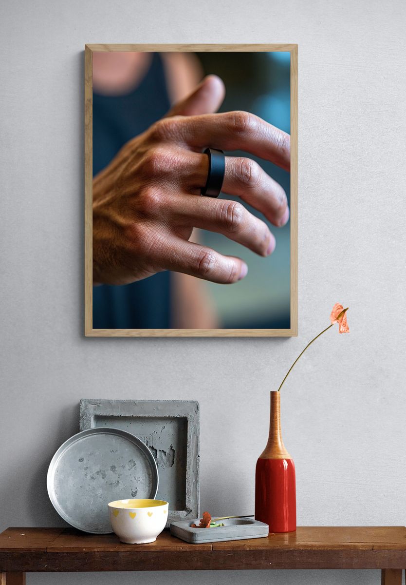 Black Ring Hand Portrait Poster. — room view 3
