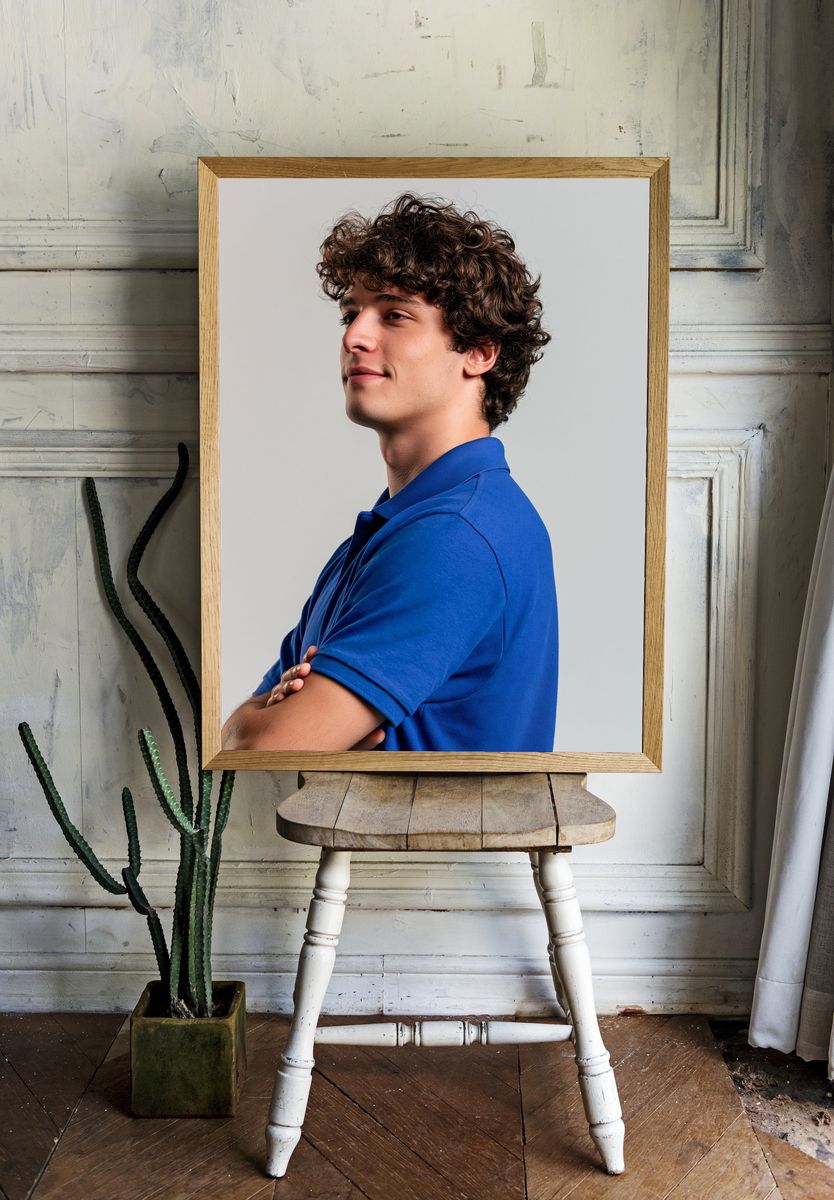Curly-Haired Portrait Photography Poster. — room view 1