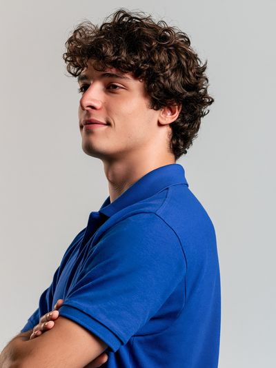 Curly-Haired Portrait Photography Poster. poster