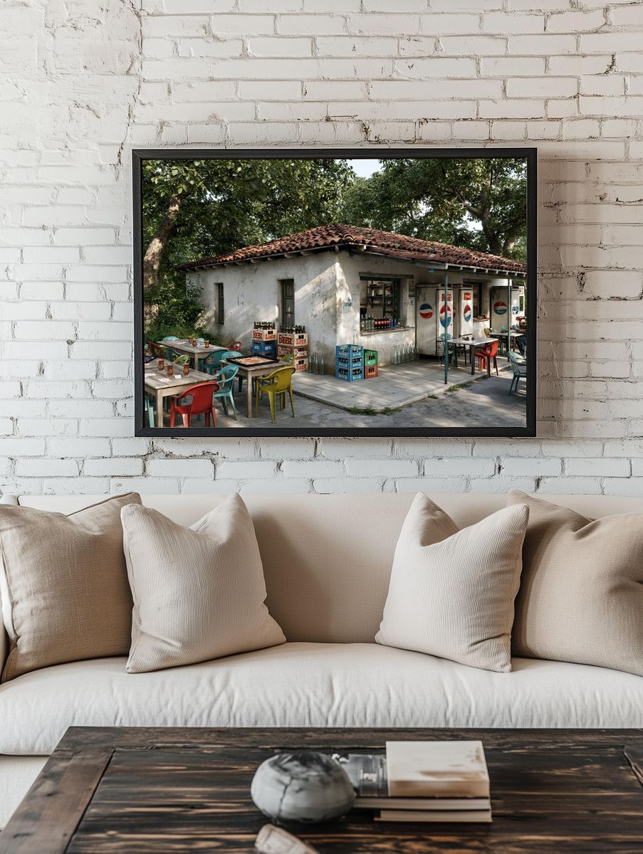 Rustic Outdoor Cafe Photography Poster. room preview