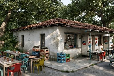 Rustic Outdoor Cafe Photography Poster.