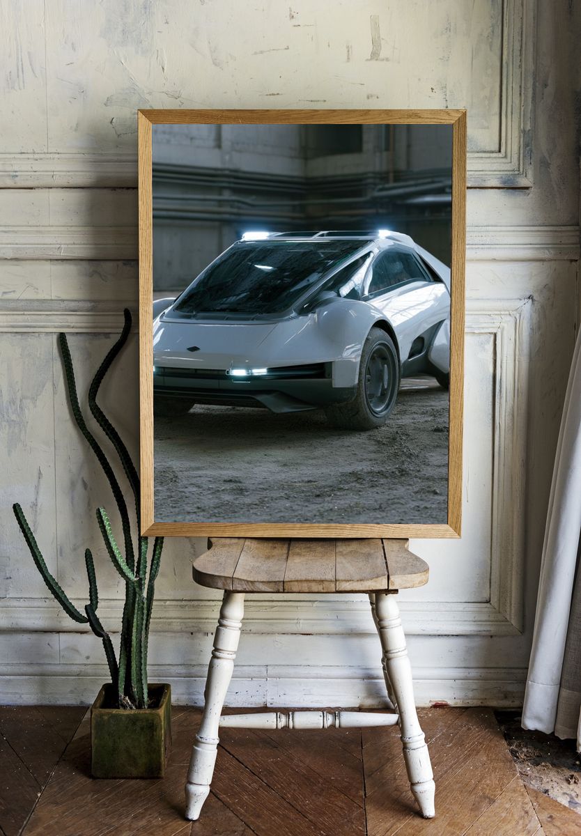 Futuristic Concept Car Photography Poster. room preview