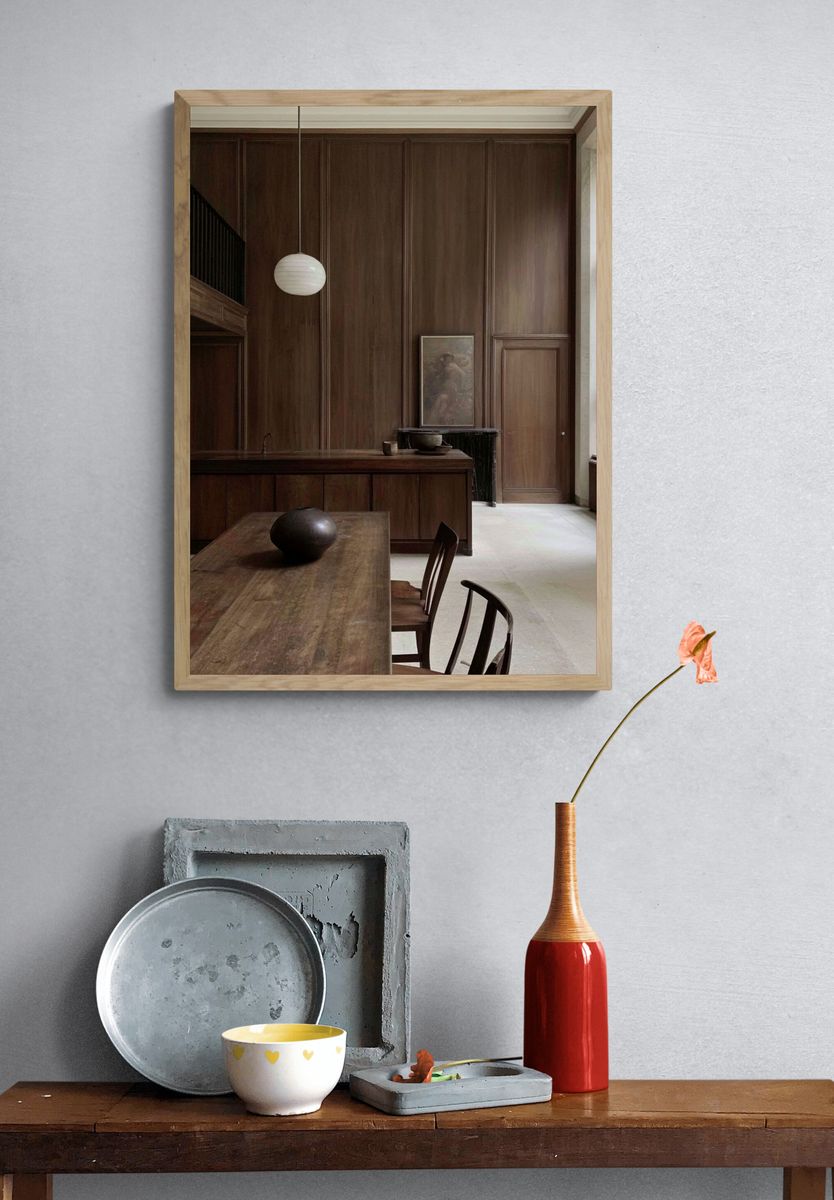 Wooden Interior Minimalist Photography Print. — room view 3