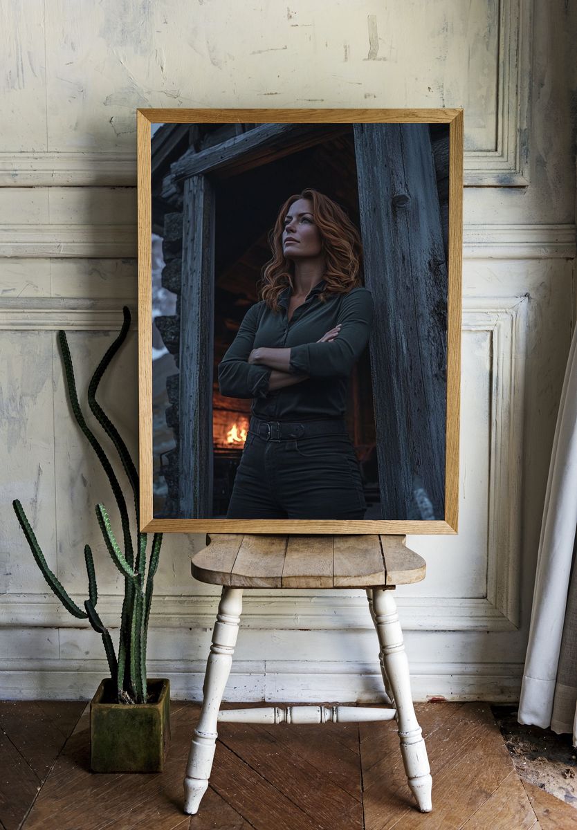 Mountain Cabin Portrait Poster. room preview