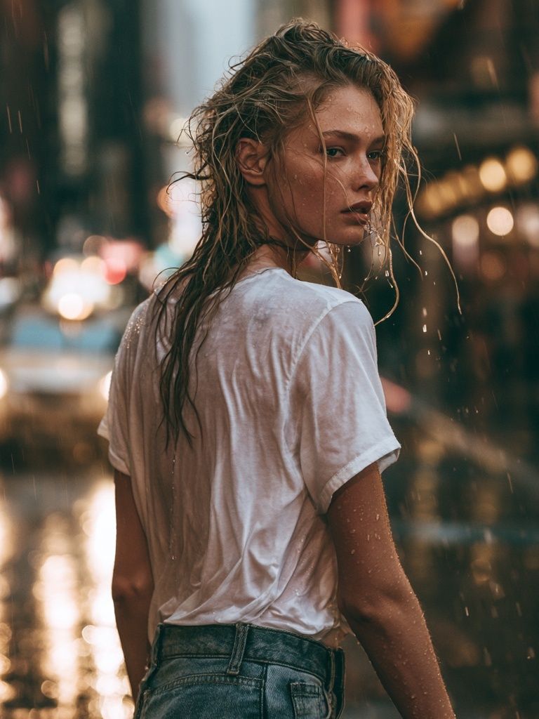 Rainy Street Portrait Poster. poster detail