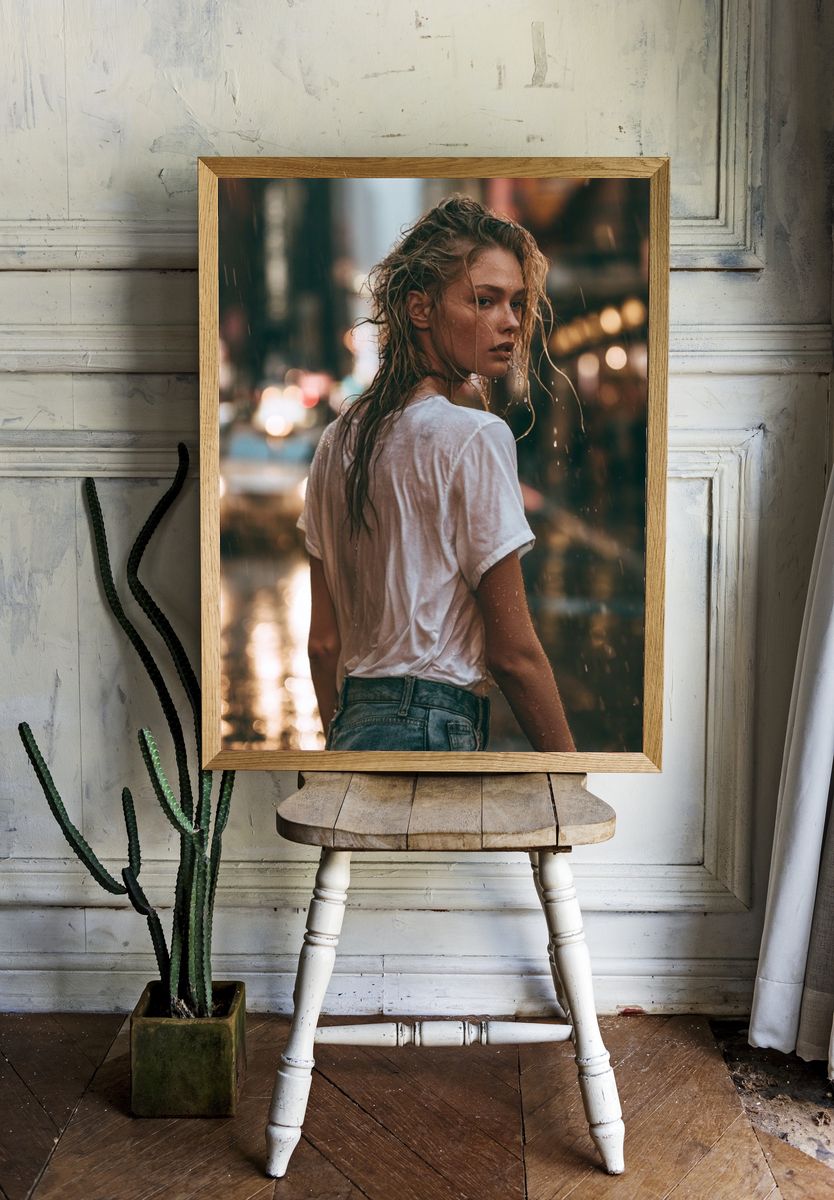 Rainy Street Portrait Poster. — room view 1