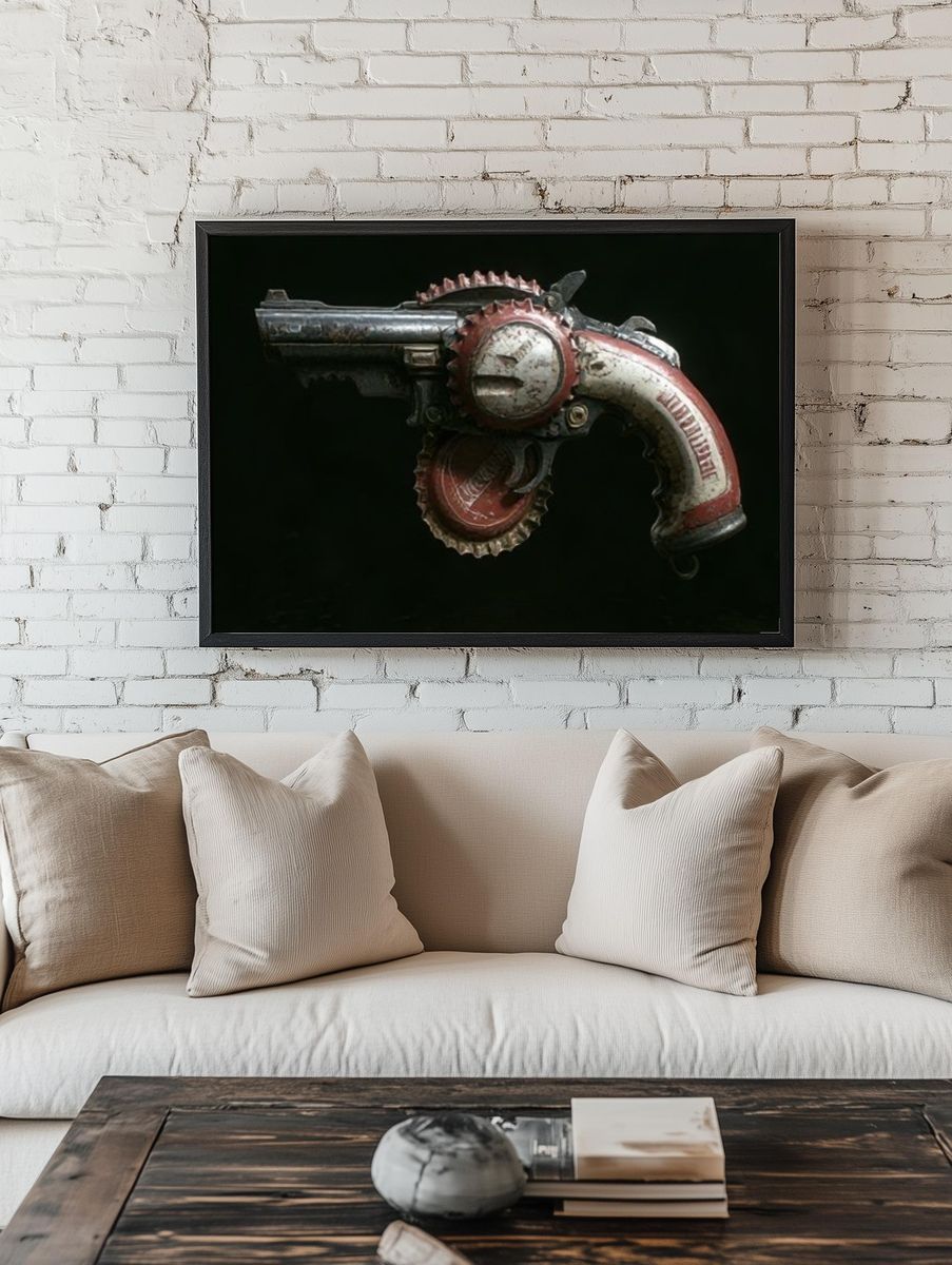 Steampunk Revolver Photography Poster. room preview