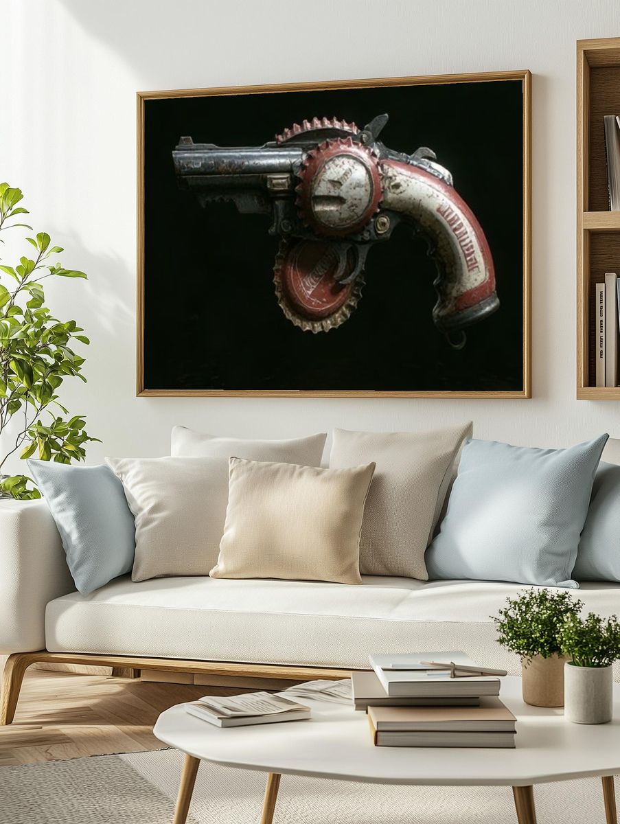 Steampunk Revolver Photography Poster. — room view 2