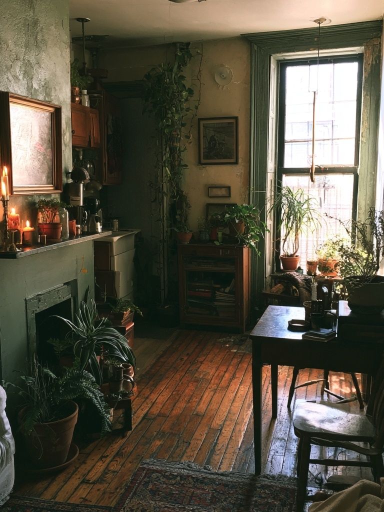 Cozy Green Interior Photography Poster. poster detail