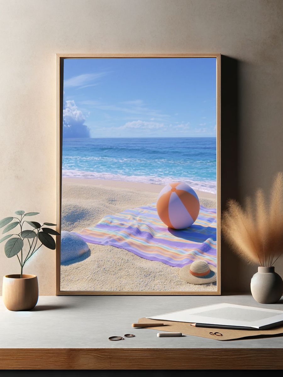 Sunny Beach Ballscape Photography Poster. — room view 2