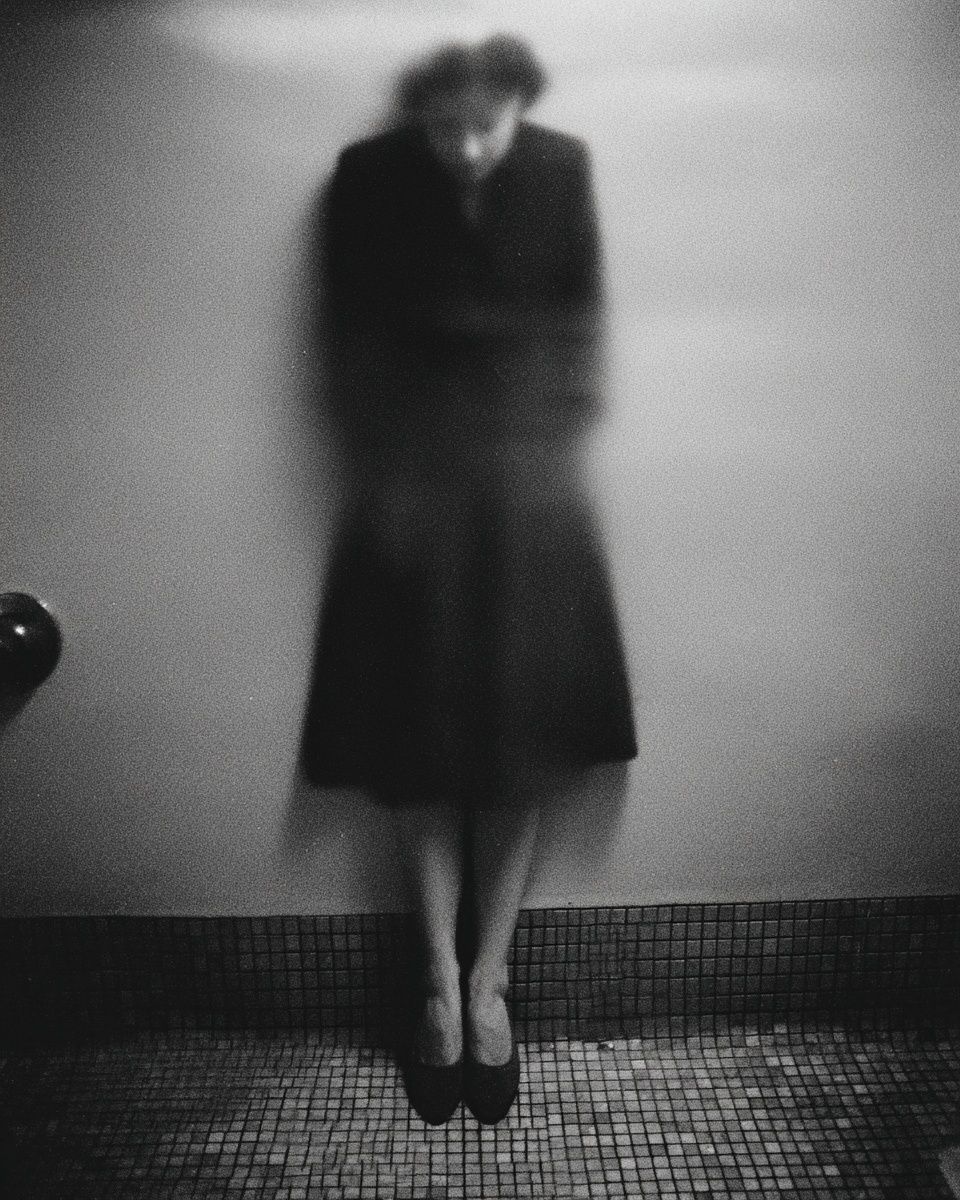 Blurred Figure Black-White Poster. poster detail