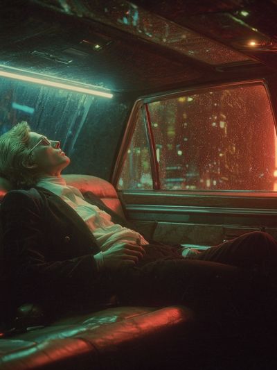 Neon Taxi Dreamscape Photography Poster. poster print