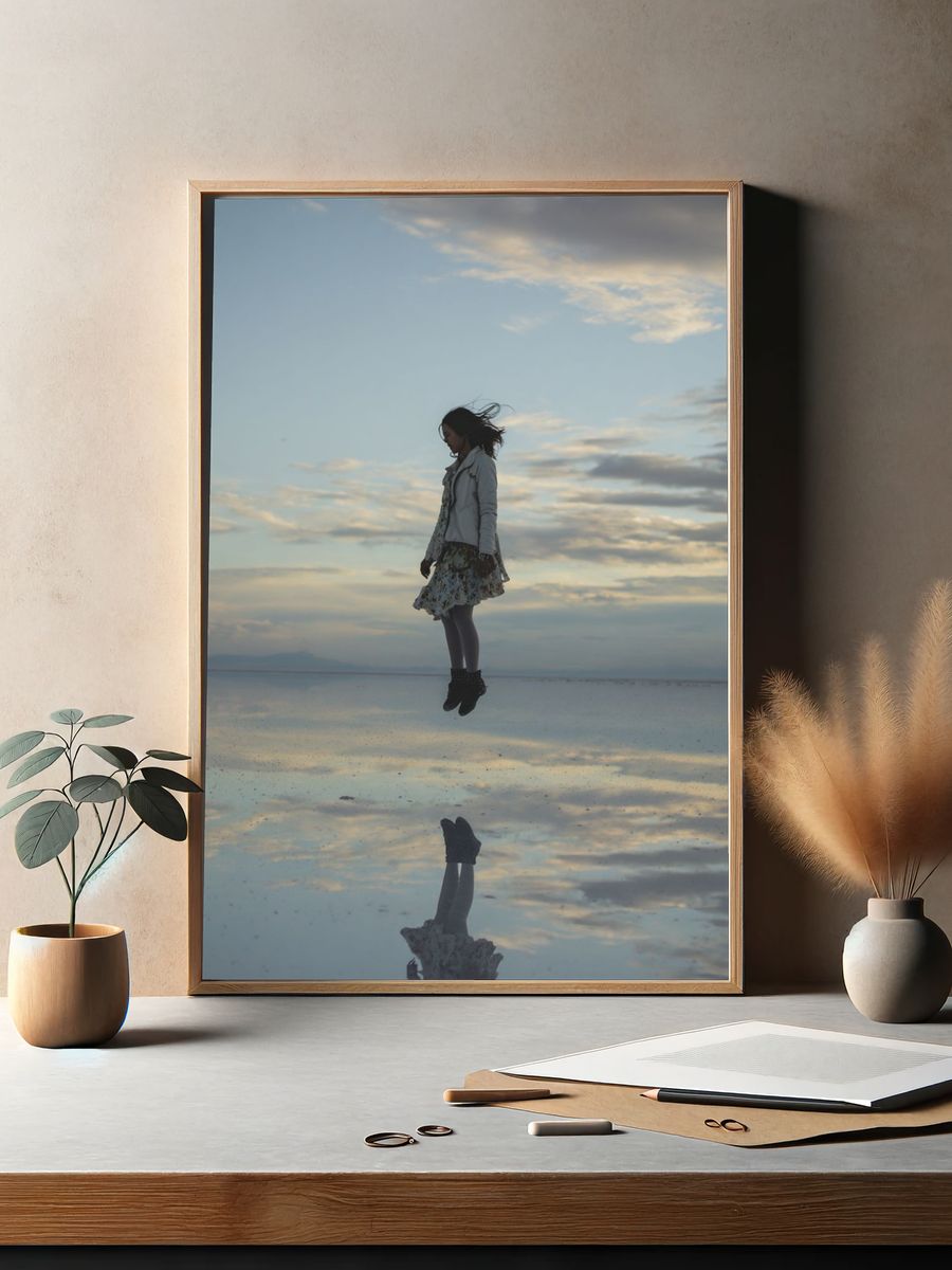 Floating Girl at Dusk Photography Poster. — room view 2
