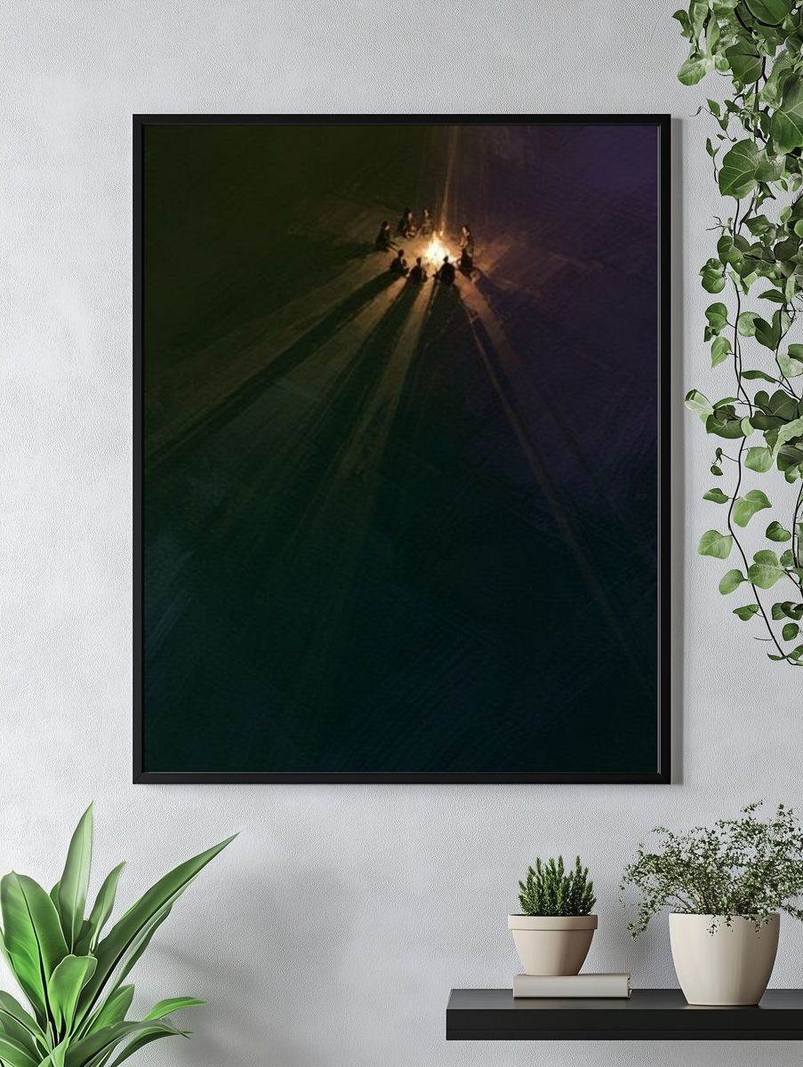 Campfire Circle Night Photography Poster. — room view 4