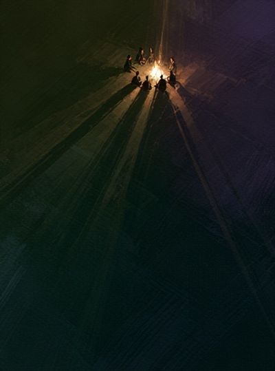 Campfire Circle Night Photography Poster.