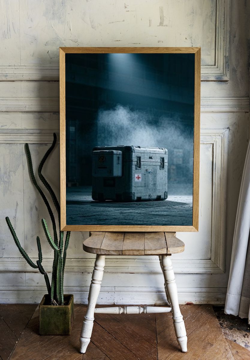 Industrial Medical Crate Photography Poster. room preview
