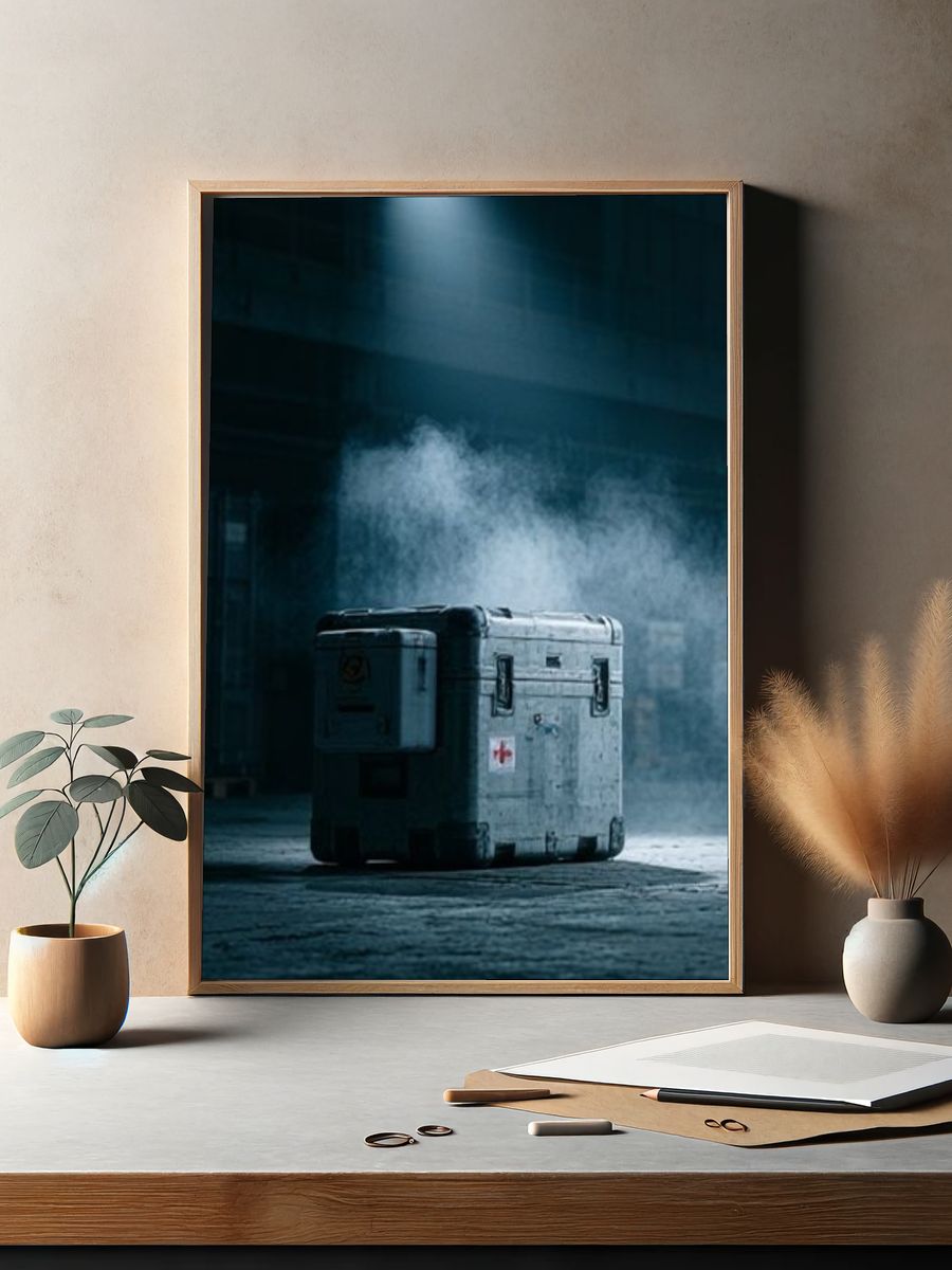 Industrial Medical Crate Photography Poster. — room view 2