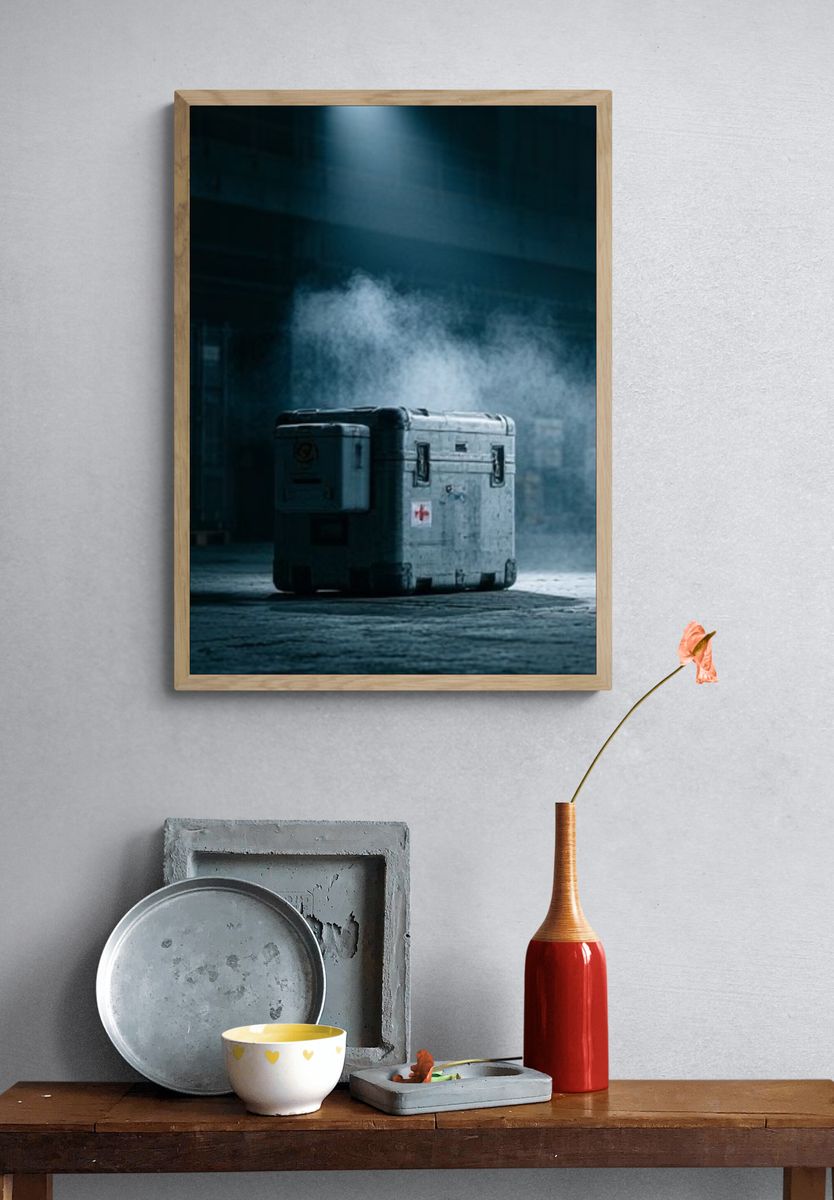 Industrial Medical Crate Photography Poster. — room view 3