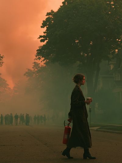 Smoky Street at Sunset Photography Poster.