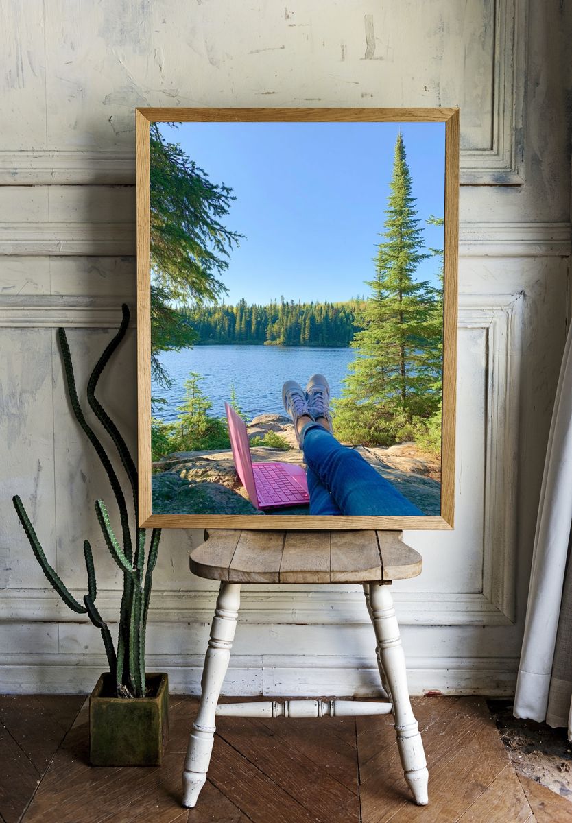 Lakeside Forest Escape Photography Poster. — room view 1