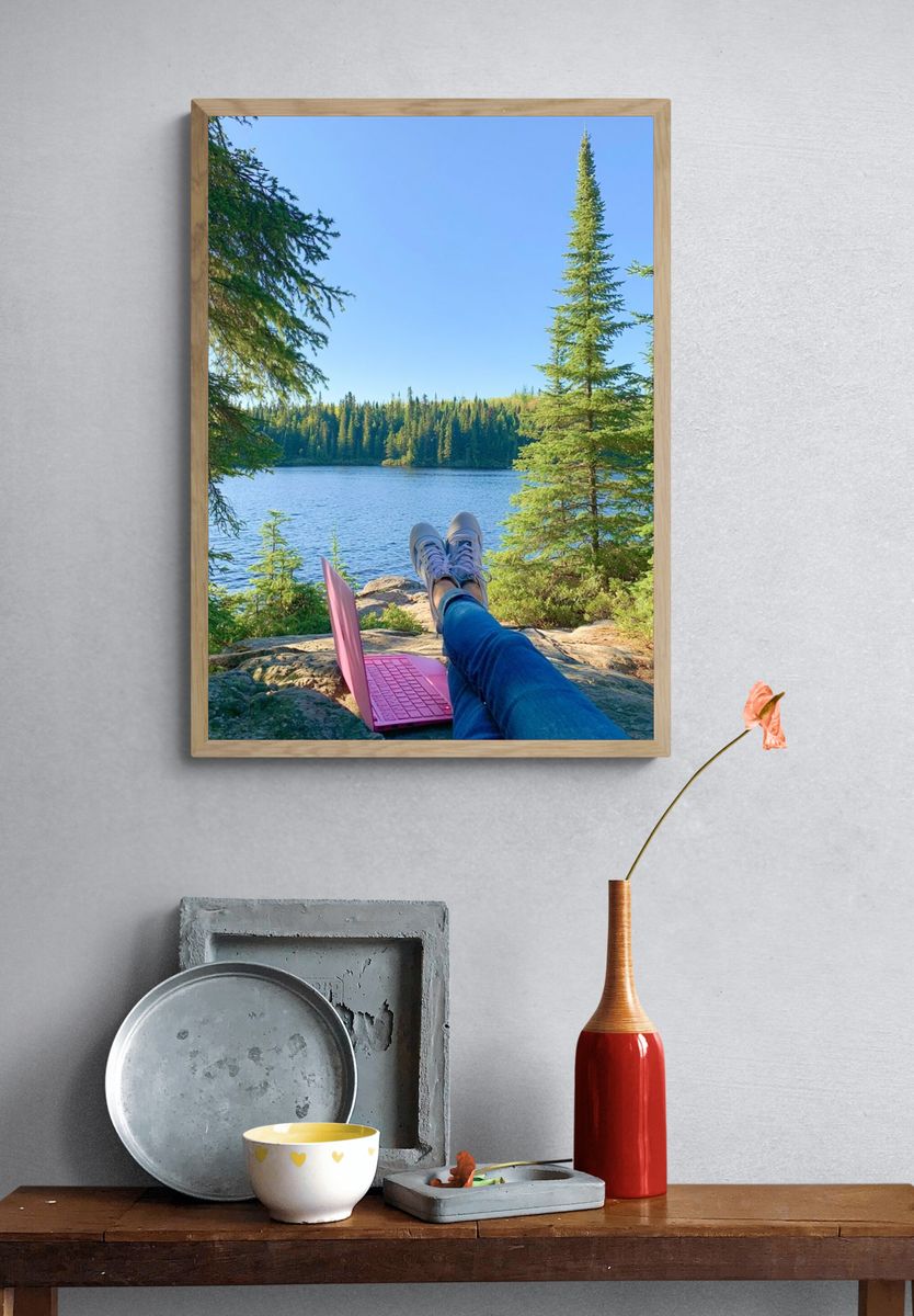 Lakeside Forest Escape Photography Poster. — room view 3