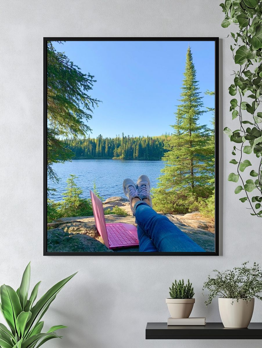 Lakeside Forest Escape Photography Poster. — room view 4