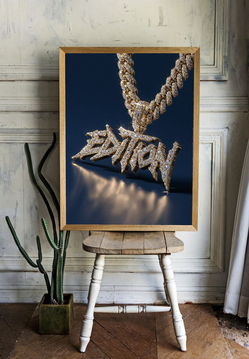 Diamond Chain Pendant Photography Poster. room preview