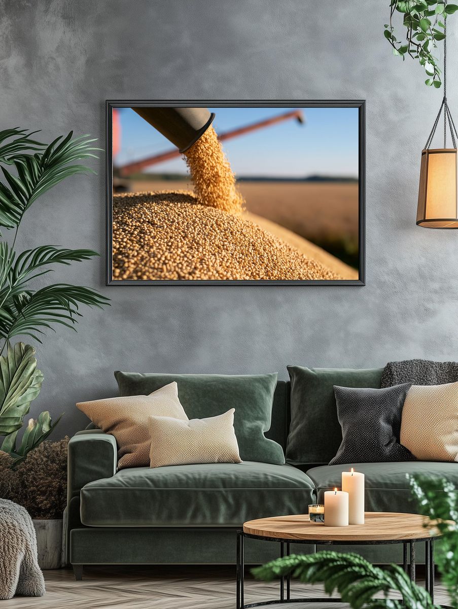 Harvest Grain Pour Photography Poster. — room view 4