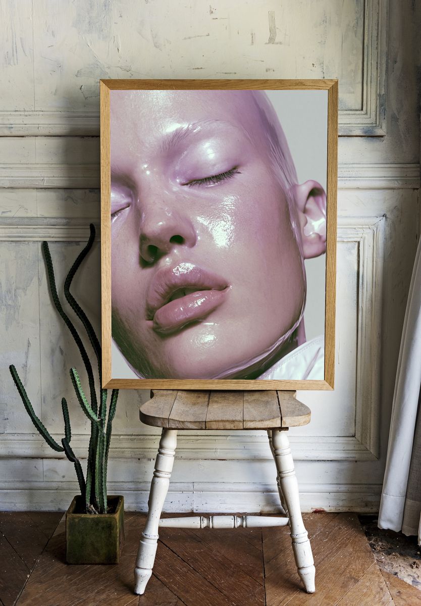 Glossy Pink Portrait Print. room preview
