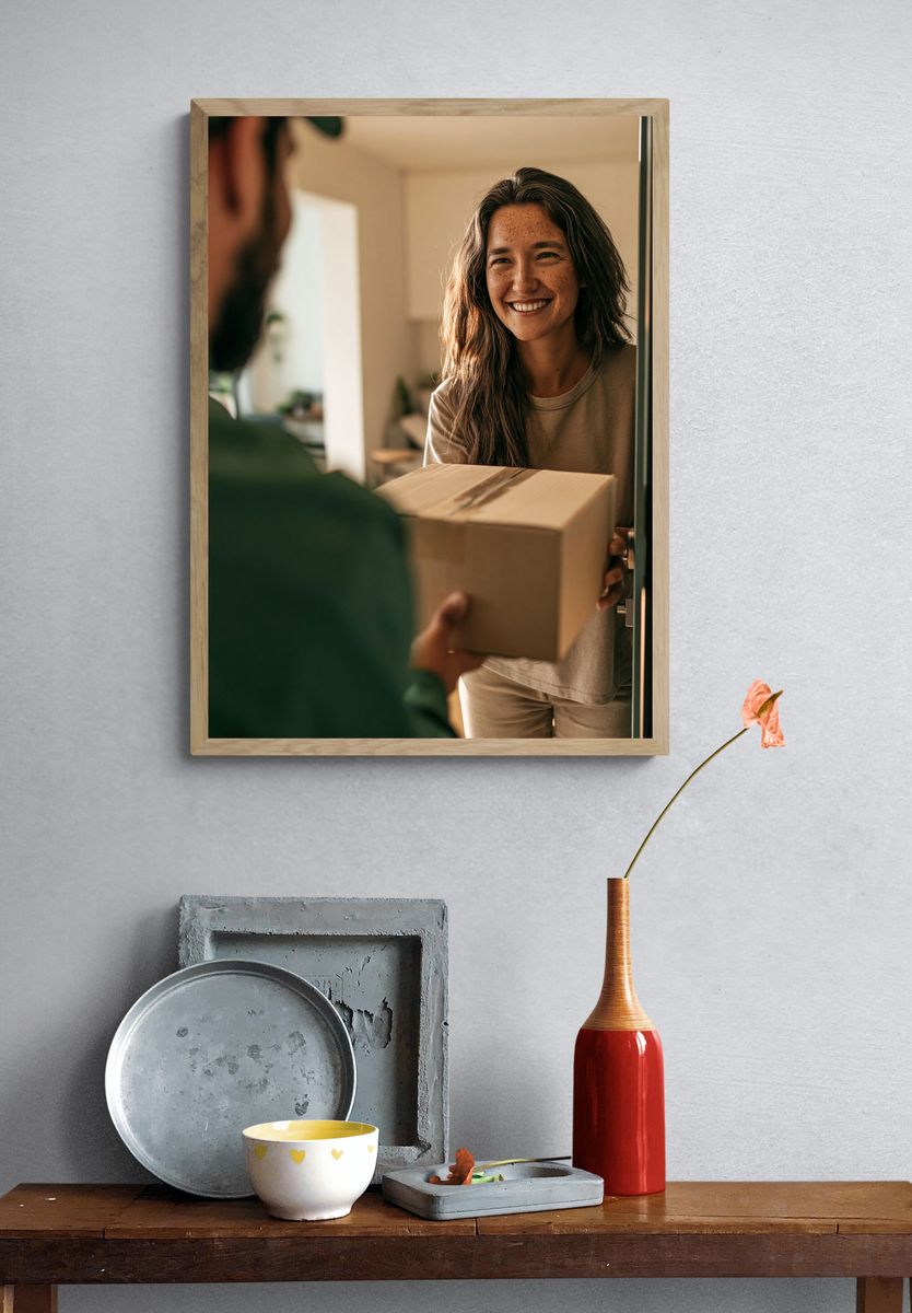 Warm Delivery Moment Photography Poster. — room view 3