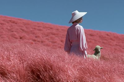 Pink Meadow Portrait Print.